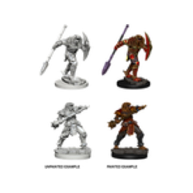 Wizkids - Dungeons and Dragons - Unpainted Miniature - Nolzurs Marvellous Miniatures - Dragonborn Male Fighter with Spear - 73340