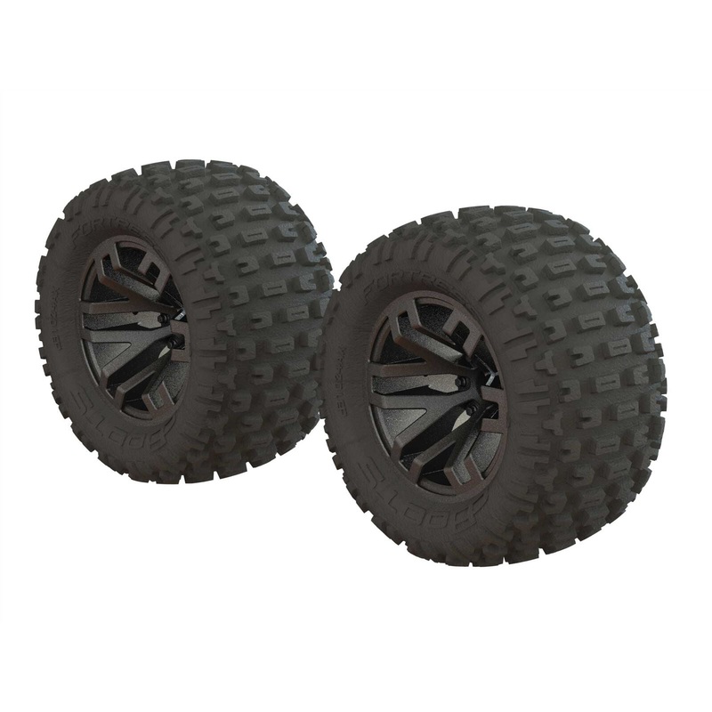 ARRMA ARA550086 Dboots Fortress MT Tire Set Glued Gun Metal (2)