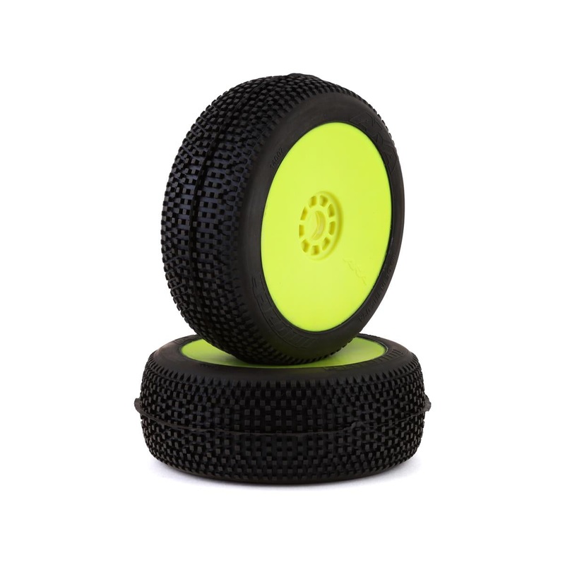 AKA 14007ZRY Impact 1/8 Buggy Pre-Mounted Tires (2) (Yellow) (Medium - Long Wear)