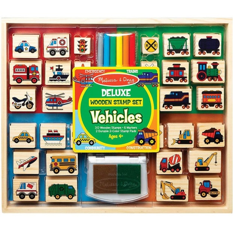 MD Deluxe Wooden Stamp Vehicles Set