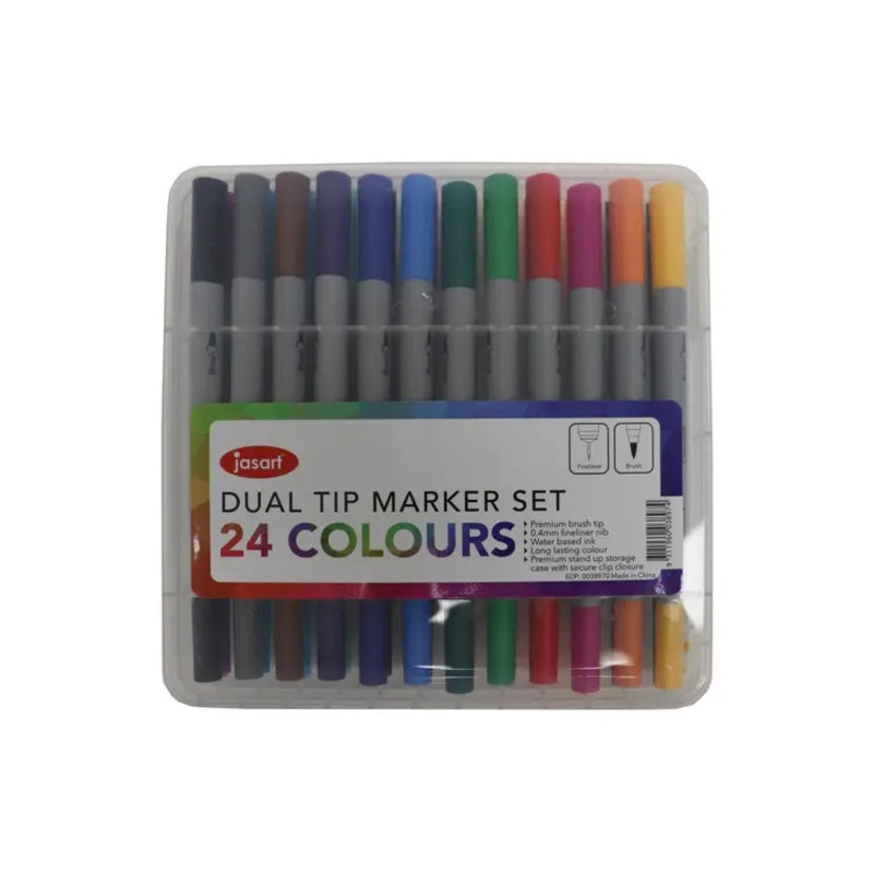 Jasart Dual Nib Brush Fineliner Set 24