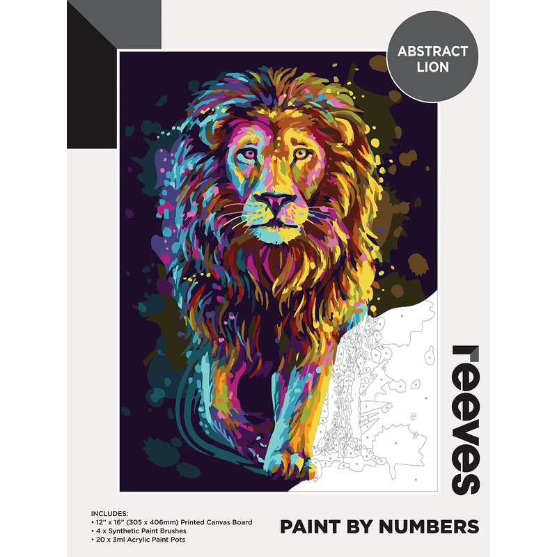 Reeves Paint by Numbers 12x 16in Abstract Lion