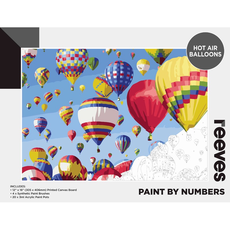 Reeves Paint By Numbers 12x16in Hot Air Balloons