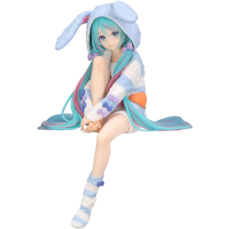 Hatsune Miku FURYU Noodle Stopper Figure -Rabbit Ear Hood Pajama Blue Color ver.-